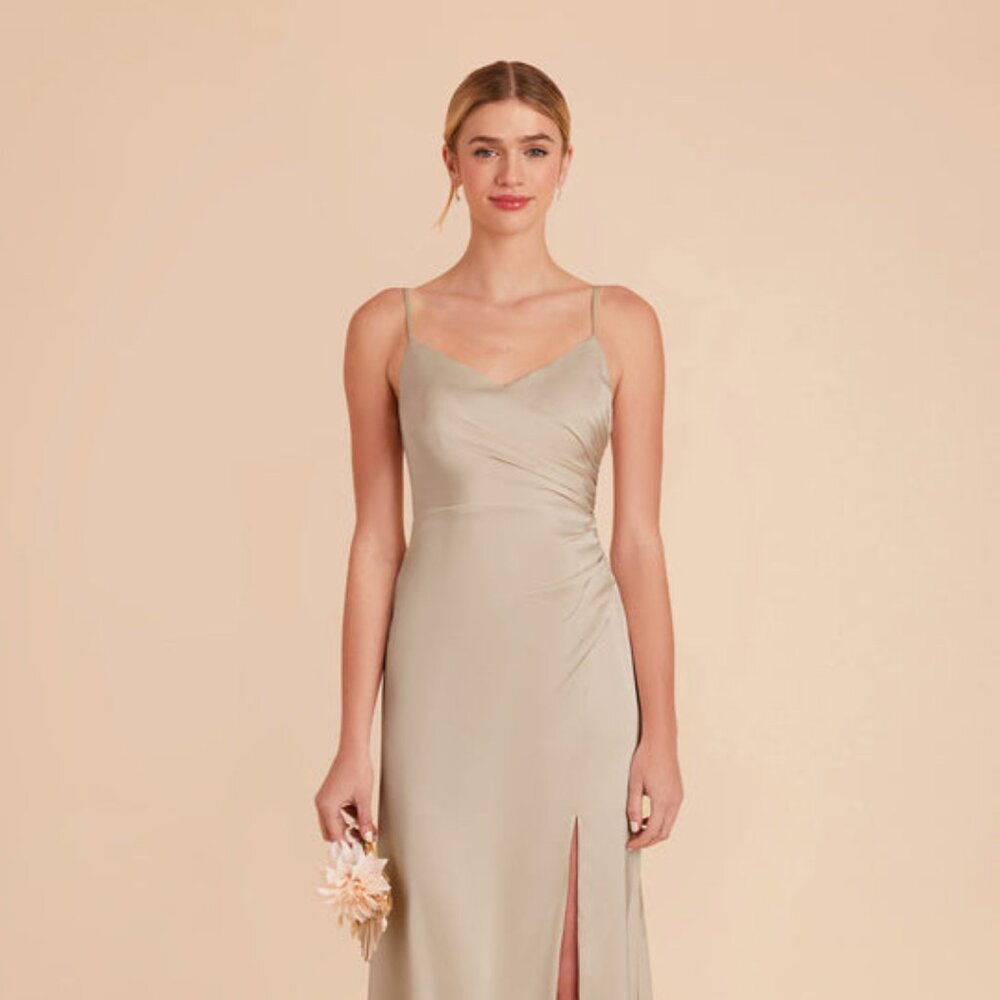 NEW Birdy Grey Catherine Matte Satin Dress in Neutral Champagne (Size Medium)